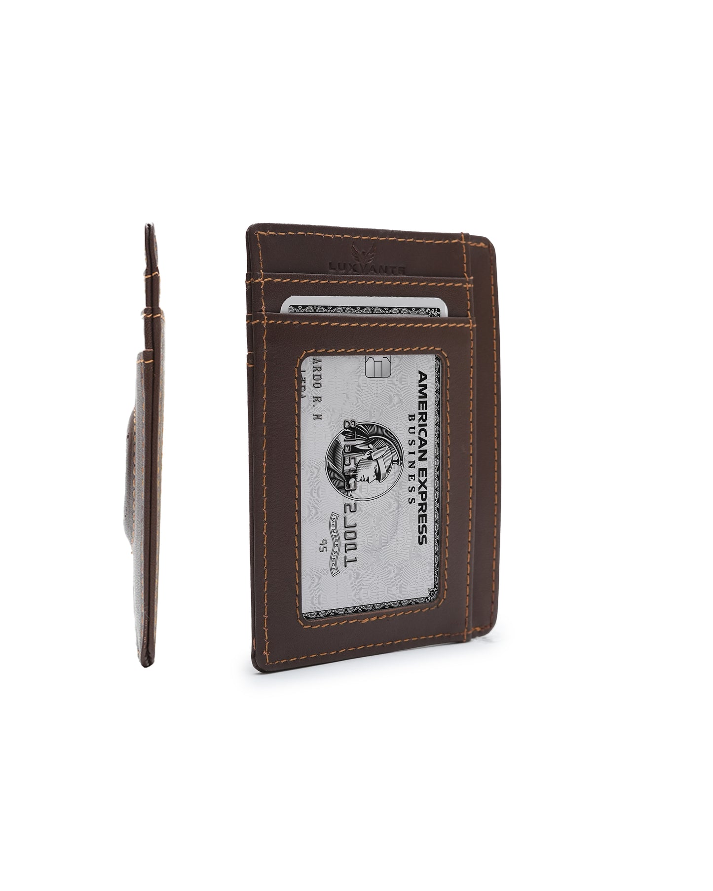 Luxvante Airtag Cardholder Wallet - RFID blocking slim minimalist front pocket leather Wallet- (Roasted Coffee)