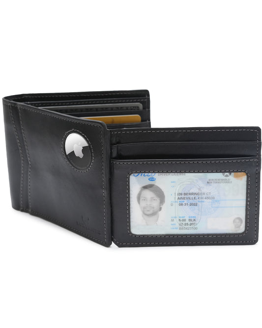LUXVANTE  Tagfit airtag wallet  Holds 15+ cards &  apple airtag with Zerobulge - MaxUtility  RFID blocking Genuine  leather Trifold Wallet