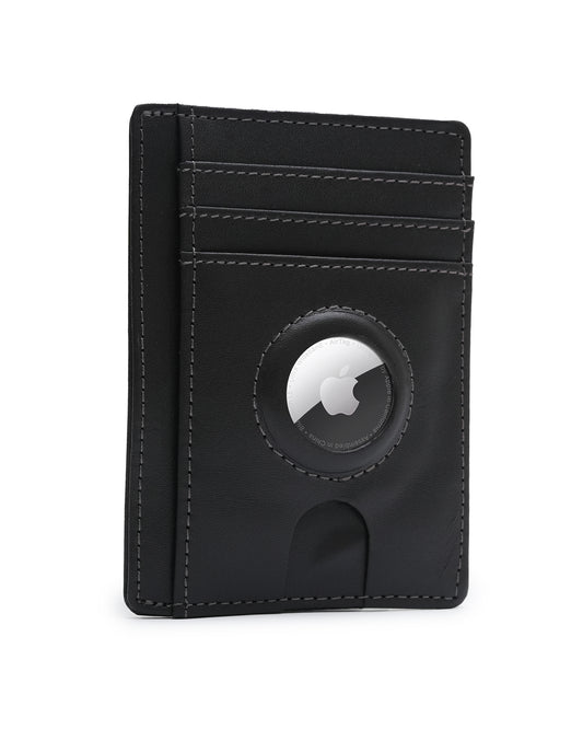 Luxvante  Luxury Airtag Cardholder Wallet - RFID blocking slim minimalist front pocket leather Wallet-( Luxe Black)