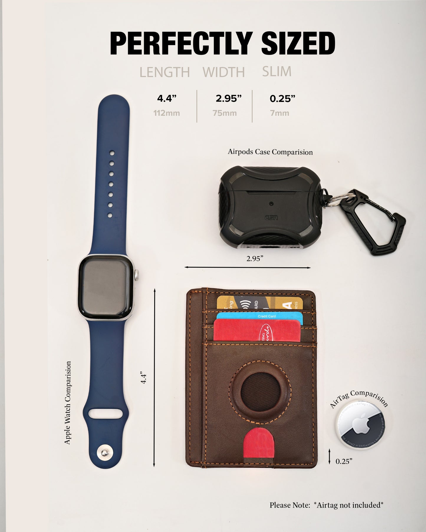 Luxvante Airtag Cardholder Wallet - RFID blocking slim minimalist front pocket leather Wallet- (Roasted Coffee)