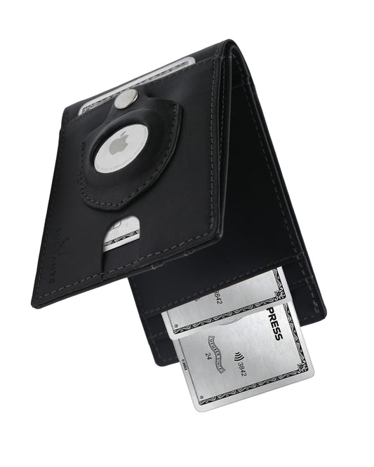 Luxvante Minimalist Slim wallet for men - Thin Front pocket  leather wallet with airtag holder  RFID blocking bifold card wallet for men