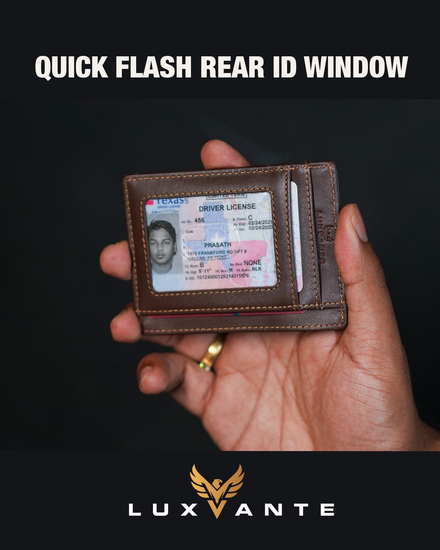 Luxvante Airtag Cardholder Wallet - RFID blocking slim minimalist front pocket leather Wallet- (Roasted Coffee)